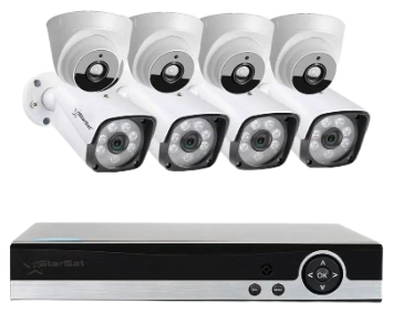 CCTV kit with dome cameras, bullet cameras and a video recorder