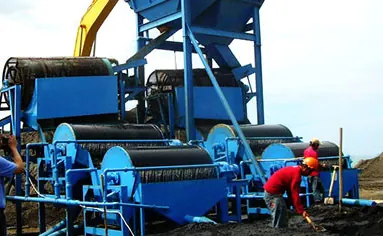 Blue drum magnetic separators on site