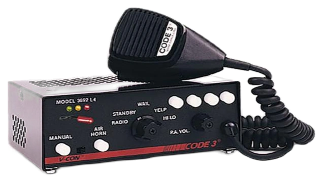 Code 3 siren controller with handheld microphone