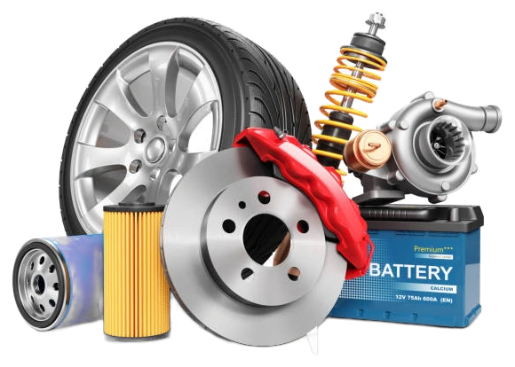 Auto spare parts: alloy wheel, brake disc and caliper, filters, shock absorber, turbocharger and battery